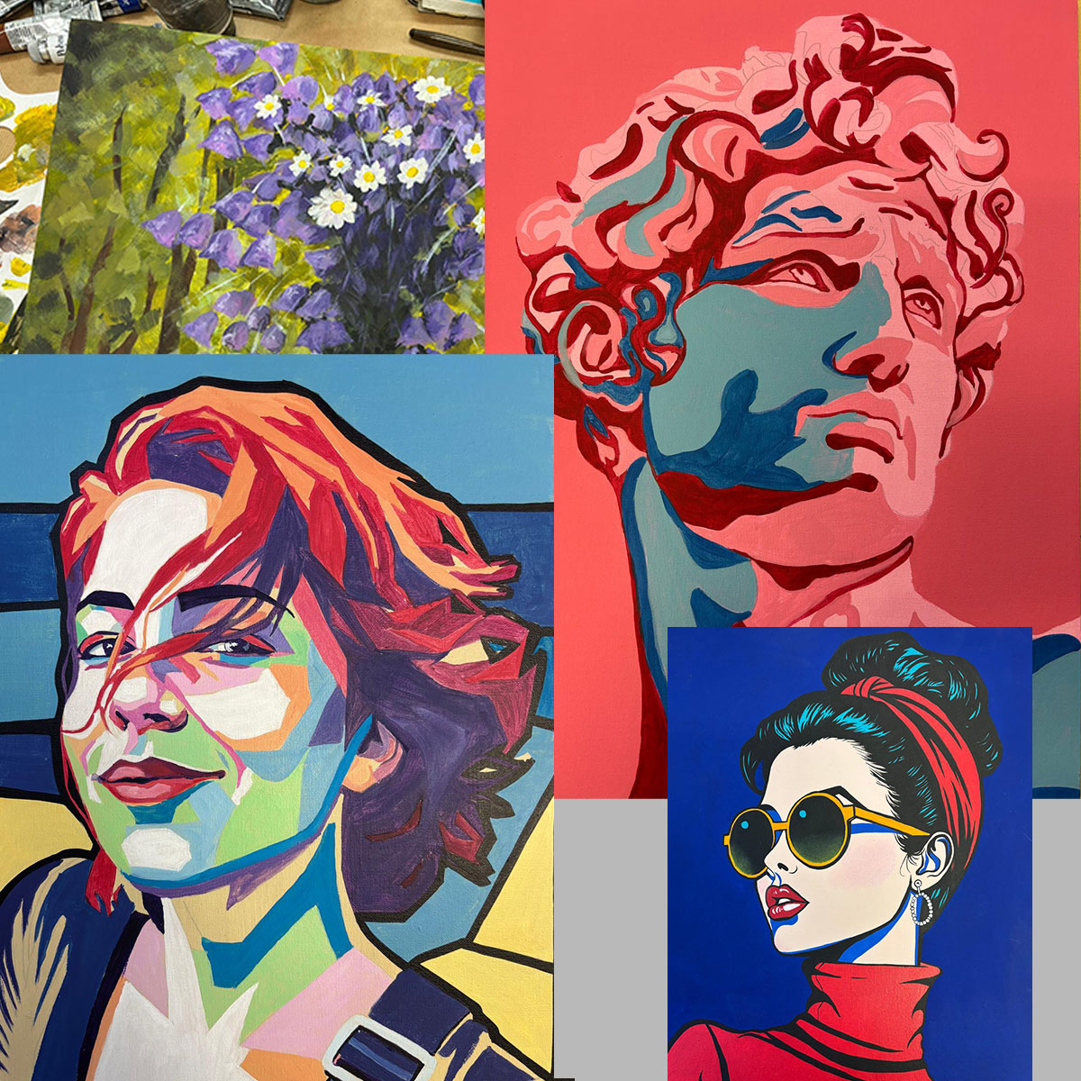Pittura in acrilico in atelier: colore, pennello, spatola e sperimentazione
